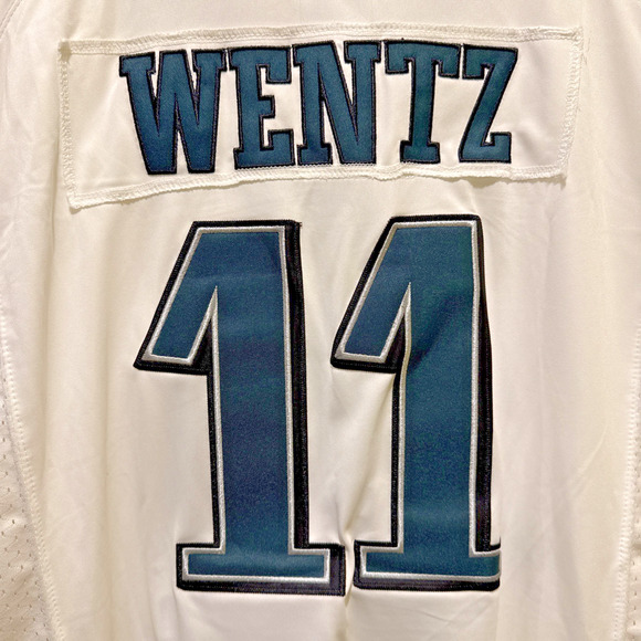 Nike NFL #11 Wentz Philadelphia Eagles White Players Jersey On Field Size XL NWT - Picture 11 of 13